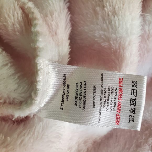 Rae Dunn Women's Striped Fleece Embroidered Graphic "LOVE" Robe Pink sz S - Picture 10 of 10